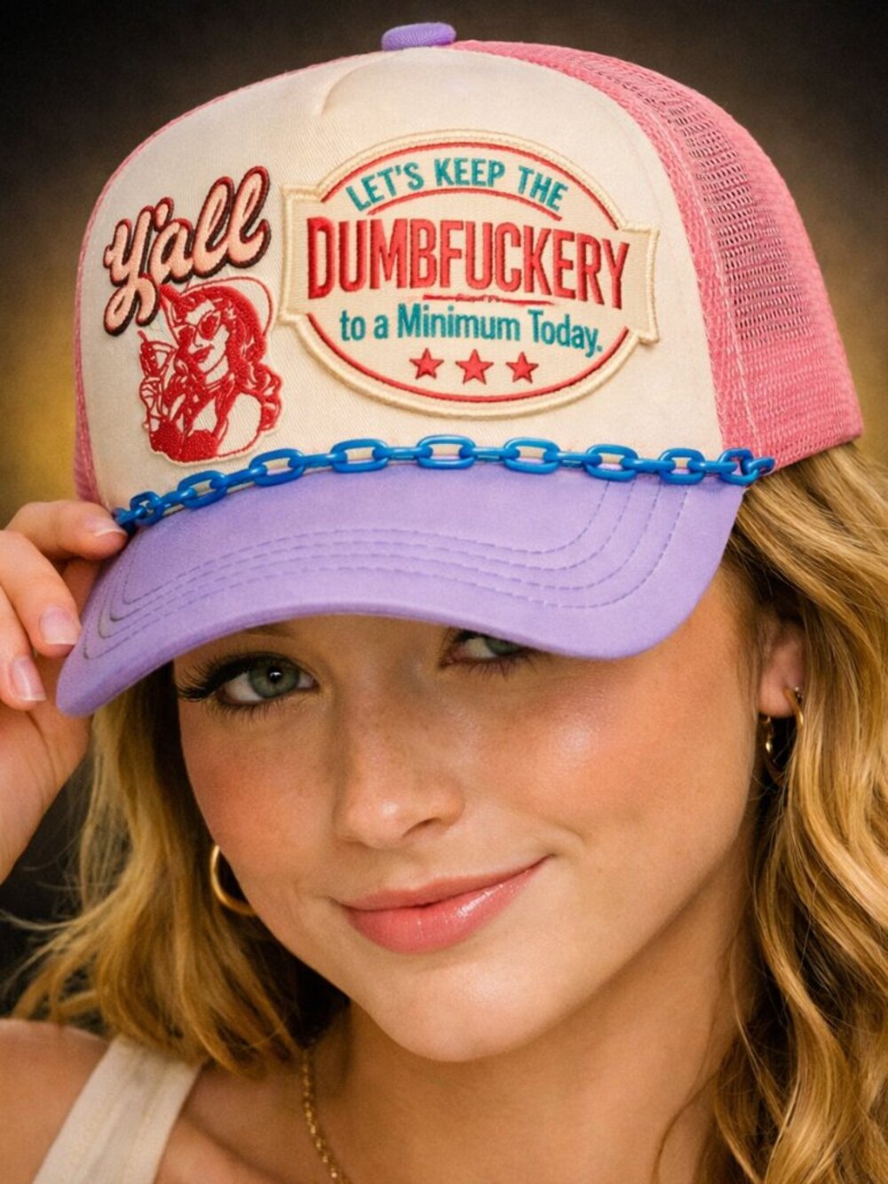 Keep the Dumbf*ckery to a Minimum” | Pink Purple Western Cowgirl Trucker Hat NEW